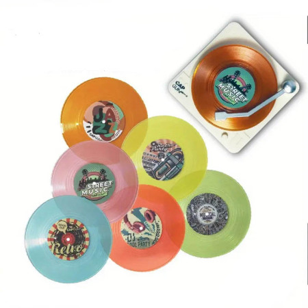 Posavasos vinilo 6 unidades con base