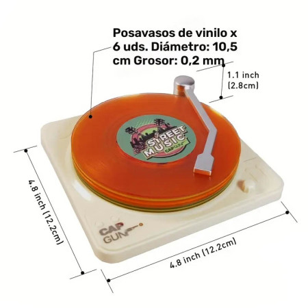 Posavasos vinilo 6 unidades con base