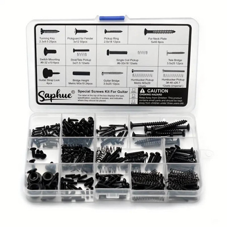 Kit 201 piezas tornillos y resortes para guitarra negros
