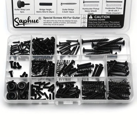Kit 201 piezas tornillos y resortes para guitarra negros