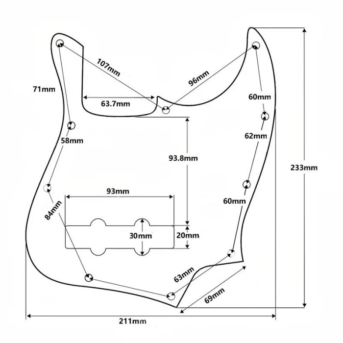 Pickguard jazz bass 3 ply blanco Musicparts