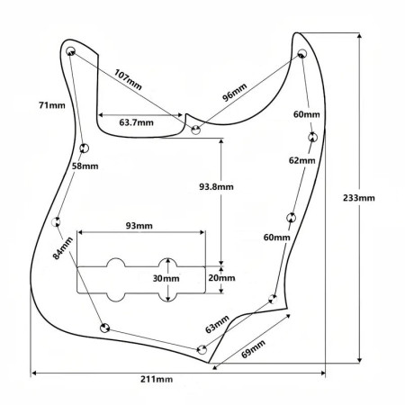 Pickguard jazz bass 3 ply blanco Musicparts