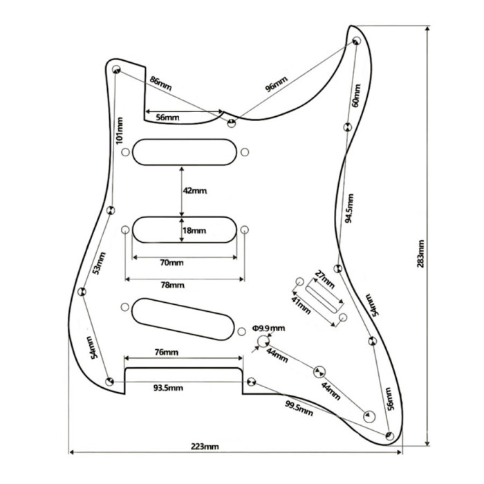 Pickguard Strato SSS 3 ply Black Musicparts