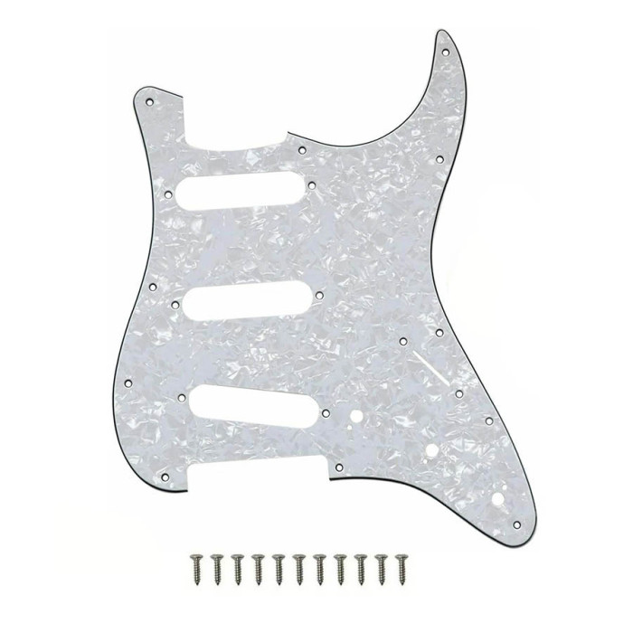 Pickguard Strato SSS 3 ply White Pearloid...