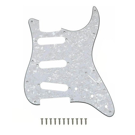Pickguard Strato SSS 3 ply White Pearloid Musicparts