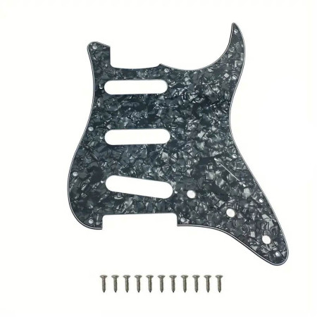 Pickguard Strato SSS 3 ply Black Pearloid Musicparts