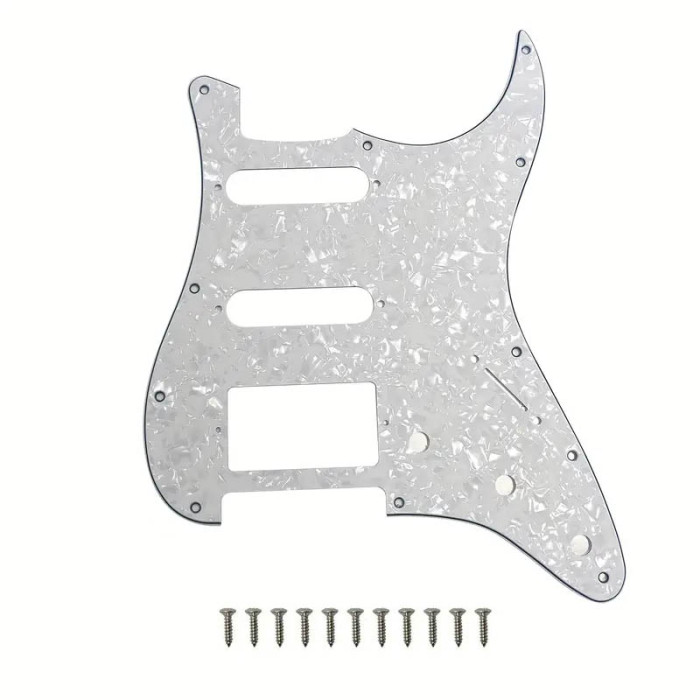 Pickguard Strato HSS 3 ply White Pearloid Musicparts