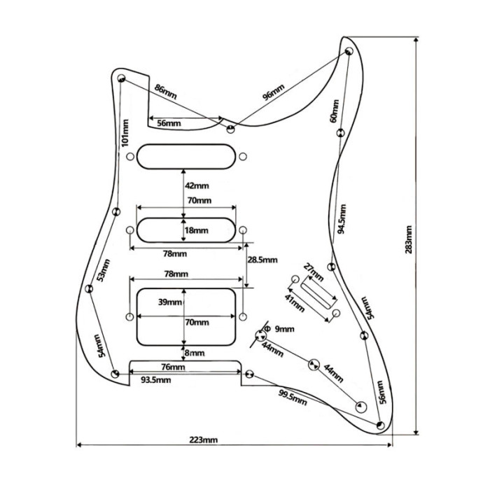 Pickguard Strato HSS 3 ply Black Pearloid Musicparts