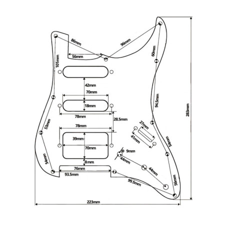 Pickguard Strato HSS 3 ply Black Pearloid Musicparts