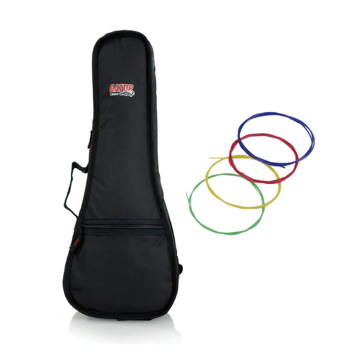 Funda Acolchada Ukelele Gator + Set Cuerdas Ukelele Colores